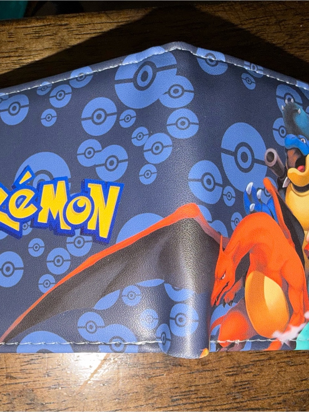Pokemon Blue and Red Charizard & Pokeball Pattern Men's Card Holder